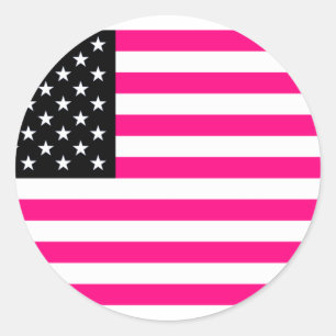 Adesivo Redondo bandeira rosa americana
