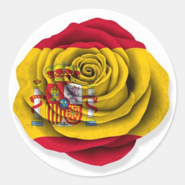 Adesivo Redondo Bandeira Rosa espanhola em branco (Frente)