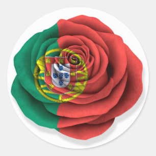 Adesivo Redondo Bandeira Rosa portuguesa em branco