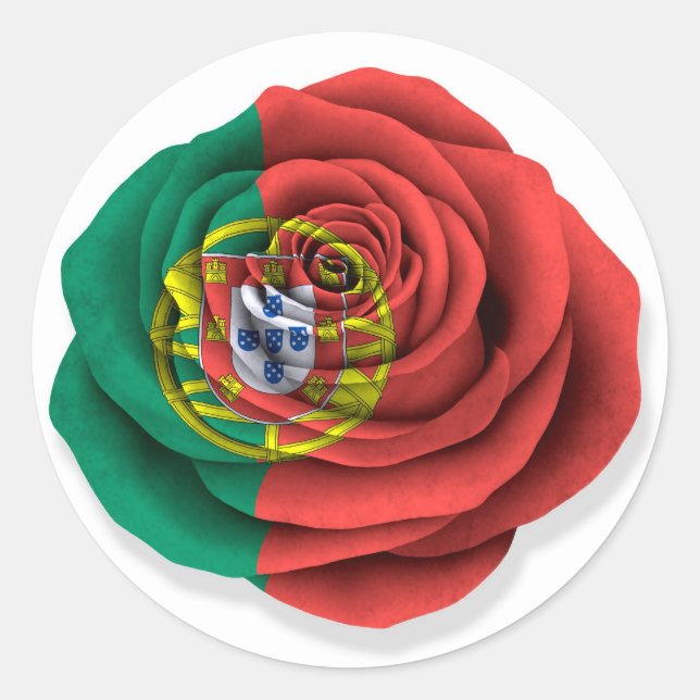 Adesivo Redondo Bandeira Rosa portuguesa em branco (Frente)