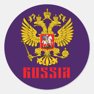 Adesivo Redondo Bandeira Russa Águia Imperial Ortodoxa Russa