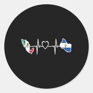 Adesivo Redondo Bandeira Salvadoriana Mexicana El Salvador Hebeat