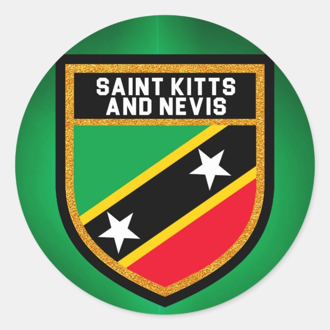 Adesivo Redondo Bandeira santo Kitts E Nevis (Frente)