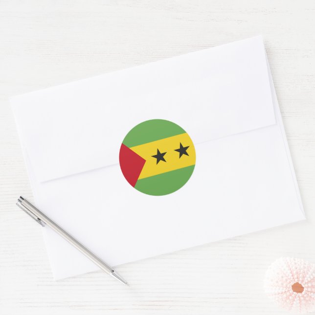 Adesivo Redondo bandeira São Tomé e Príncipe (Envelope)