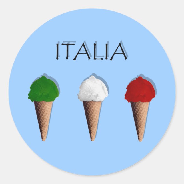 Adesivo Redondo Bandeira Sorvete italiana Gelati Itália (Frente)