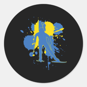 Adesivo Redondo Bandeira suecia Biathlonist - Biathlon sueco 1