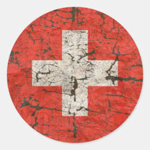 Adesivo Redondo Bandeira suíça, afligida