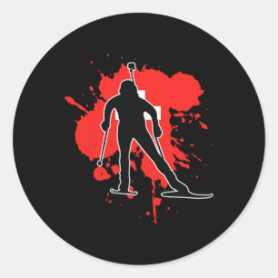 Adesivo Redondo Bandeira suiça Biathlonista - Swiss Biathlon