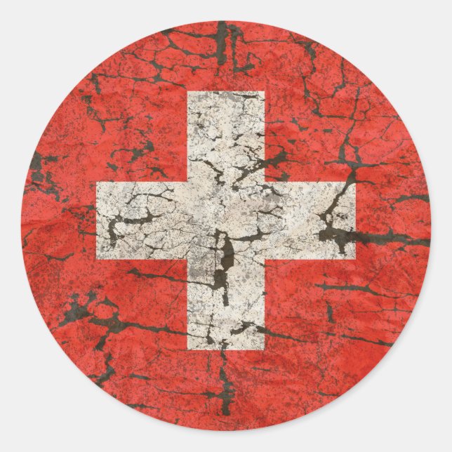 Adesivo Redondo Bandeira Suíça, Distante (Frente)