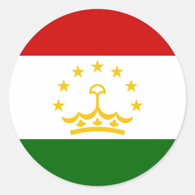 Adesivo Redondo Bandeira tajiques, Bandeira do Tajiquistão (Frente)