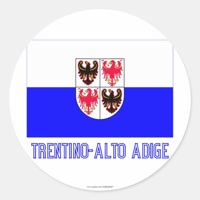 Adesivo Redondo Bandeira Trentino-Alto Adige com nome (Frente)