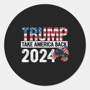 Adesivo Redondo Bandeira Trump 2024 Retira América 4 De Julho