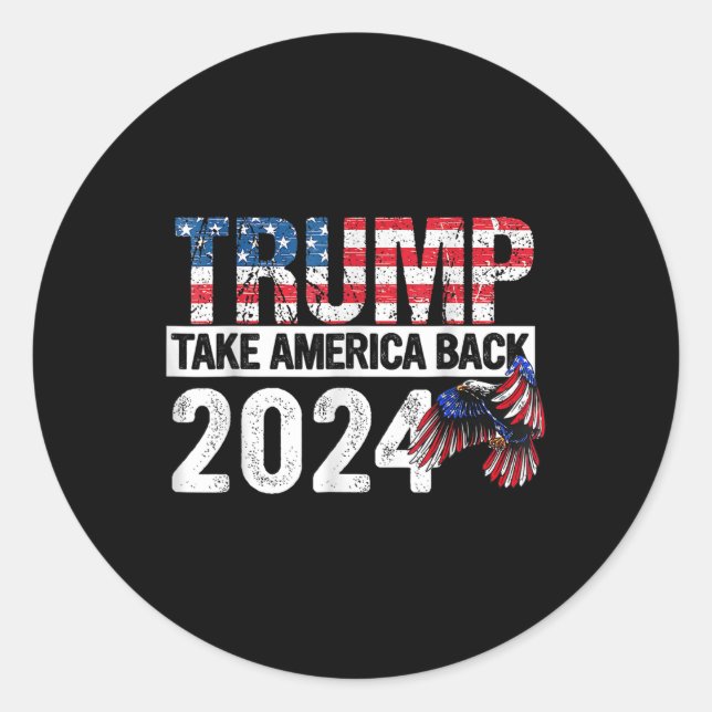Adesivo Redondo Bandeira Trump 2024 Retira América 4 De Julho (Frente)