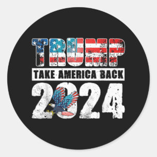 Adesivo Redondo Bandeira Trump 2024 Traz América De Volta 4 De Jul