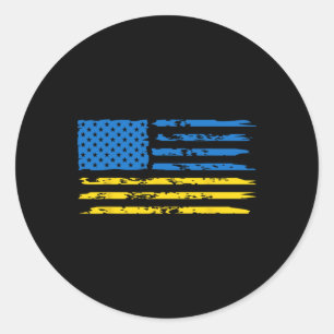 Adesivo Redondo Bandeira ucraniana americana América EUA Ucrânia I