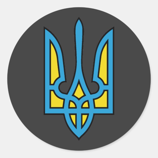 Adesivo Redondo Bandeira Ucraniana, Bandeira Ucrânia, orgulhosa uc (Frente)