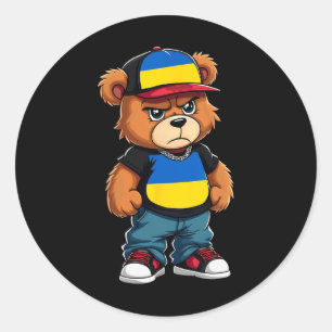 Adesivo Redondo Bandeira Ucraniana Suporte Ucrânia Hip Hop