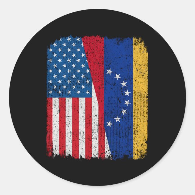 Adesivo Redondo Bandeira venezuelana americana Half Usa Venezuela  (Frente)