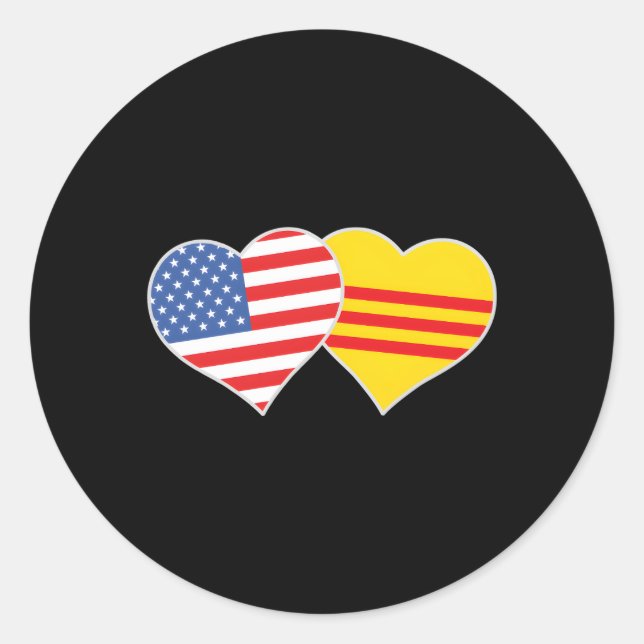 Adesivo Redondo Bandeira Vietnamita Americana Usa Bandeira do Viet (Frente)