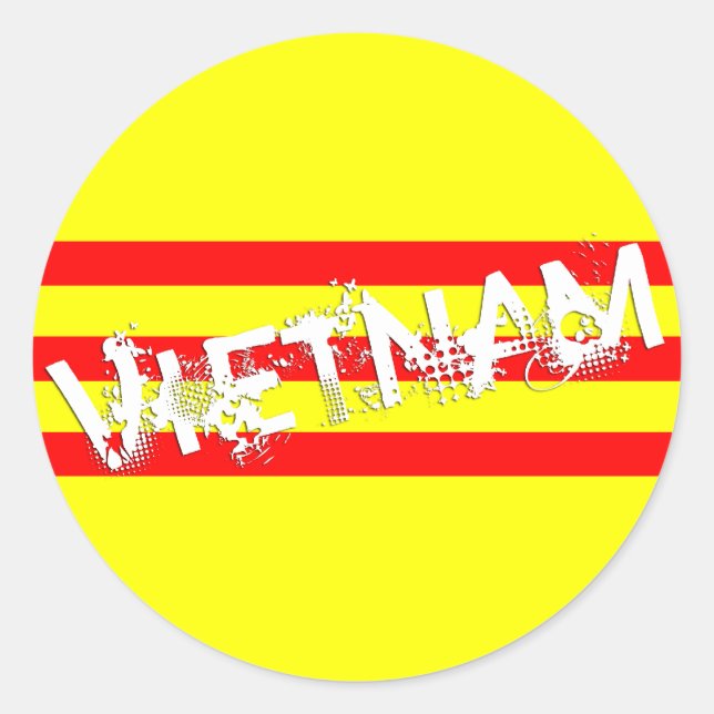 Adesivo Redondo Bandeira vietnamita (autocolantes redondos) (Frente)