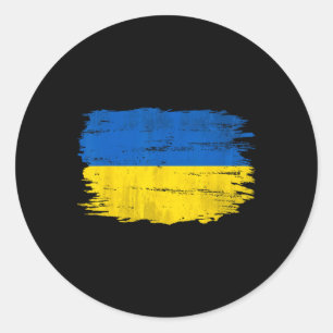 Adesivo Redondo Bandeira Vintage da Ucrânia para Presente Ucranian