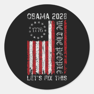Adesivo Redondo Bandeira Vintage Obama Retro Patriótica 2028 Polít