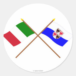 Adesivo Redondo Bandeiras cruzadas Adige de Italia e de