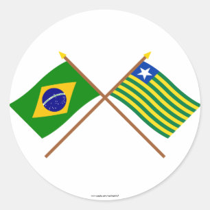 Adesivo Redondo Bandeiras cruzadas de Brasil e de Piauí