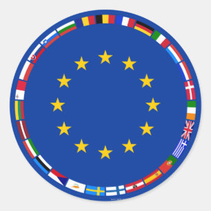 Adesivo Redondo Bandeiras da União Europeia