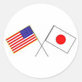 Adesivo Redondo Bandeiras do JAPÃO dos EUA