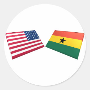 Adesivo Redondo Bandeiras dos E.U. & do Ghana