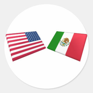 Adesivo Redondo Bandeiras dos E.U. & do México