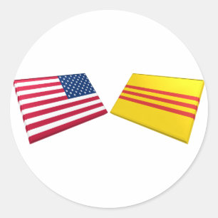 Adesivo Redondo Bandeiras dos E.U. & do Vietnam (Vietnam sul)