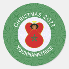 Adesivo Redondo Bandeja Anjo de Natal do Marrocos Personalizada