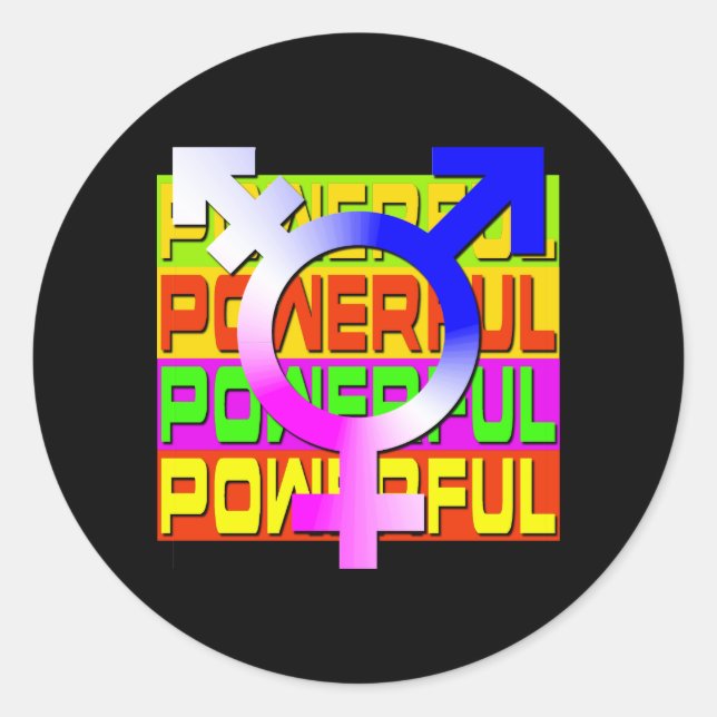 Adesivo Redondo Bandejas de Cores PODEROSAS do Trans Pride (Frente)