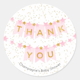 Adesivo Redondo Bandejas Rosa Douradas Obrigado