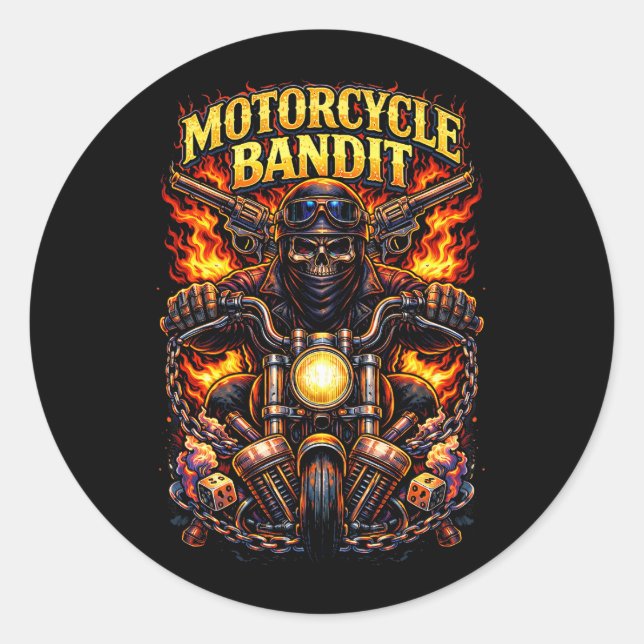 Adesivo Redondo Bandido de Motocicleta (Frente)