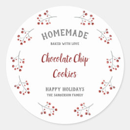 Adesivo Redondo Banheira de Natal simples Berry Wreath Holiday