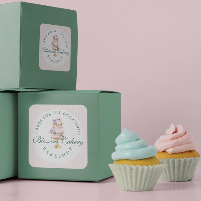 Adesivo Redondo Banheiro de Bolo Floral de Aquarela Elegante e Ros (Criador carregado)