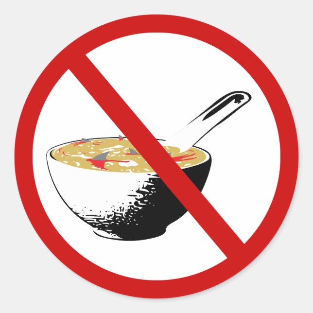 Adesivo Redondo banir sopa de barbatanas de tubarão (Frente)