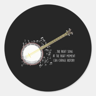 Adesivo Redondo Banjo Player Music Notes Bluegrass Stringband
