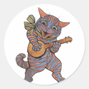 Adesivo Redondo Banjo Playing Cat