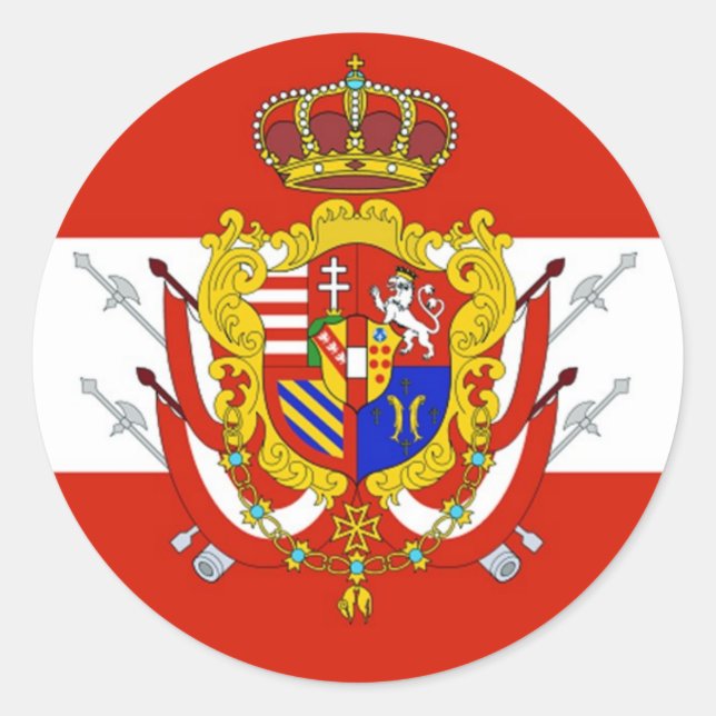 Adesivo Redondo Banner branco vermelho Grão-Ducado da Toscana (Frente)