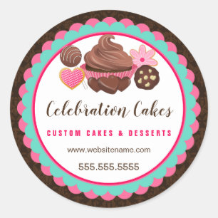 Adesivo Redondo Banner Cupcake de Pop de bolos de escalado