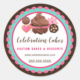 Adesivo Redondo Banner Escalonado de Cookies Pop de Bolo de cupcak