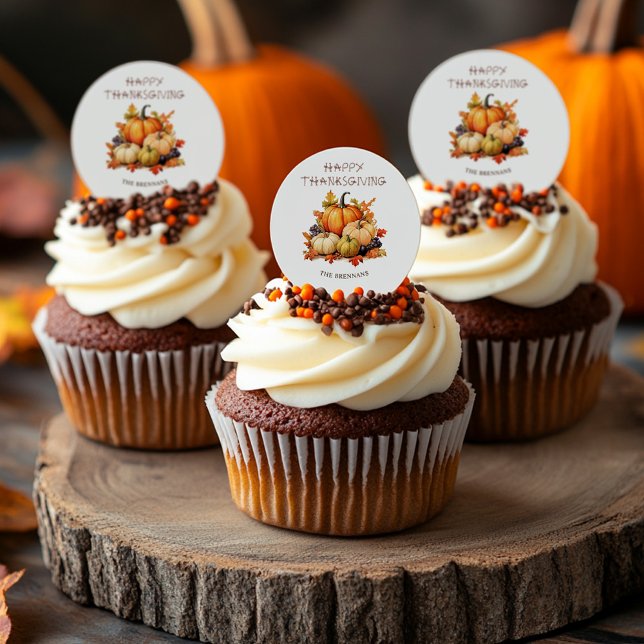 Adesivo Redondo Banquete de Ação de Graças Russo Elegante da Abóbo (Pumpkin Elegant Rustic Thanksgiving Feast Classic Round Sticker)