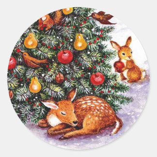 Adesivo Redondo banquete de animais de inverno