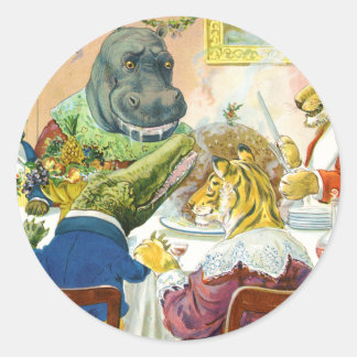 Adesivo Redondo Banquete de Natal em Terra Animal