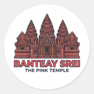 ADESIVO REDONDO BANTEAY SREI O TEMPLO ROSA