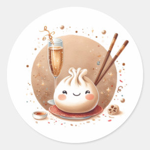 Adesivo Redondo Bao no Forno Churrasco de Bebê Pequeno Bolinho